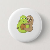Cute Lazy Sloth Animal Avocado Lover Gift Hugging Button (Vorderseite)