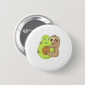 Cute Lazy Sloth Animal Avocado Lover Gift Hugging Button (Vorne & Hinten)