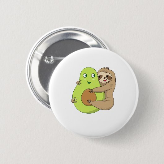 Cute Lazy Sloth Animal Avocado Lover Gift Hugging Button (Vorne & Hinten)