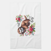 Cute Lazy Sloth Flowers Geschirrtuch (Vertikal)
