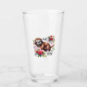 Cute Lazy Sloth Flowers Glas (Vorderseite)