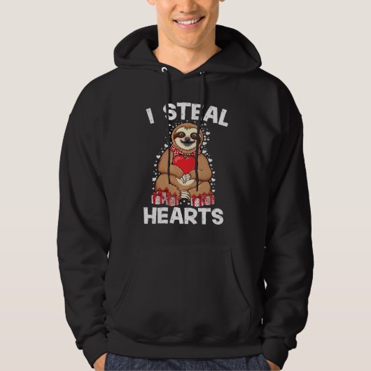 Cute lazy sloth holding heart love sloth valentine hoodie (Vorderseite)