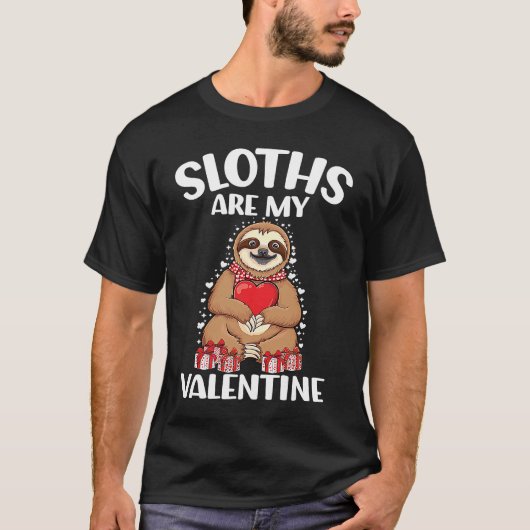 Cute lazy sloth holding heart love sloth valentine T-Shirt (Vorderseite)