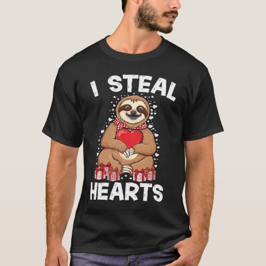Cute lazy sloth holding heart love sloth valentine T-Shirt (Vorderseite)