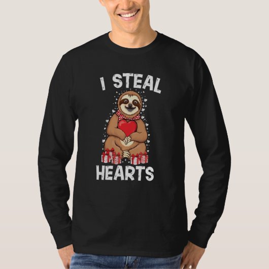 Cute lazy sloth holding heart love sloth valentine T-Shirt (Vorderseite)