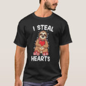Cute lazy sloth holding heart love sloth valentine T-Shirt (Vorderseite)