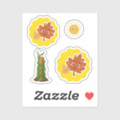 Cute Leaf, Sun and Climbing Plant Pun Sticker Set (Blatt)