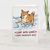 Cute "Leap Into Love" Shiba Inu Valentine's Day  Karte (Vorderseite)