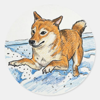 Cute "Leap Into Love" Shiba Inu Valentine's Day Runder Aufkleber