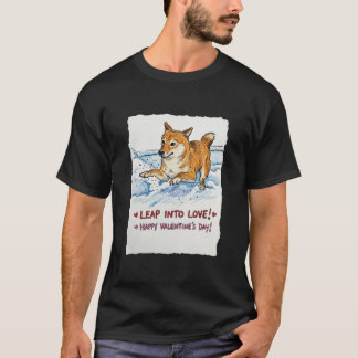 Cute "Leap Into Love" Shiba Inu Valentine's Day T-Shirt