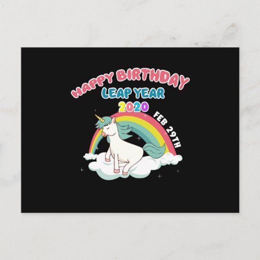 Cute Leapling Unicorn Leaper Leap Year Happy Birth Postkarte (Vorderseite)