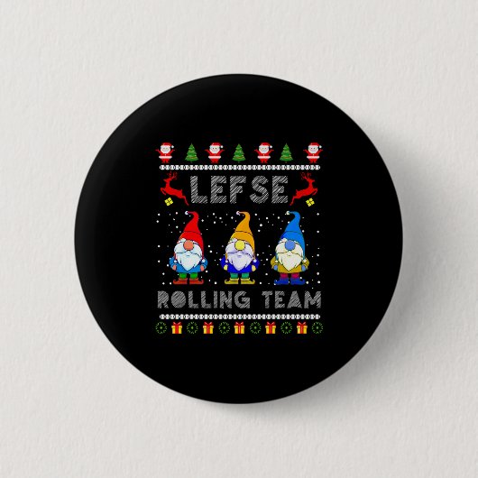 Cute Lefse Rolling Team Norwegian Gnomes Ugly Xmas Button (Vorderseite)