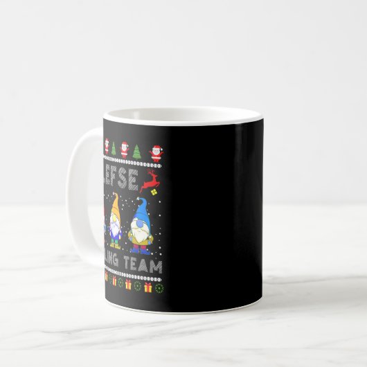 Cute Lefse Rolling Team Norwegian Gnomes Ugly Xmas Kaffeetasse (Vorderseite Links)