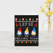 Cute Lefse Rolling Team Norwegian Gnomes Ugly Xmas Karte (Gelbe Blume)