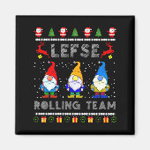 Cute Lefse Rolling Team Norwegian Gnomes Ugly Xmas Magnet (Vorne)