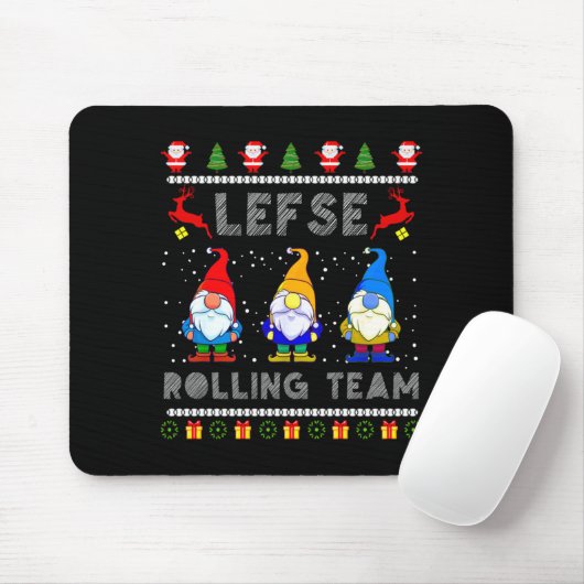 Cute Lefse Rolling Team Norwegian Gnomes Ugly Xmas Mousepad (Mit Mouse)