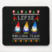 Cute Lefse Rolling Team Norwegian Gnomes Ugly Xmas Mousepad (Vorne)