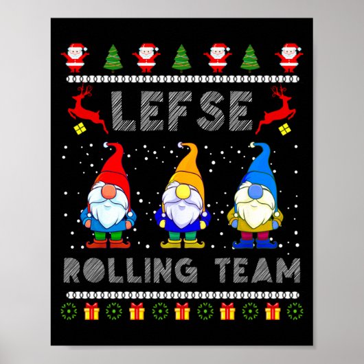 Cute Lefse Rolling Team Norwegian Gnomes Ugly Xmas Poster (Vorne)