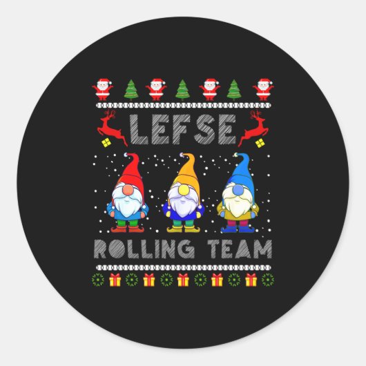 Cute Lefse Rolling Team Norwegian Gnomes Ugly Xmas Runder Aufkleber (Vorderseite)