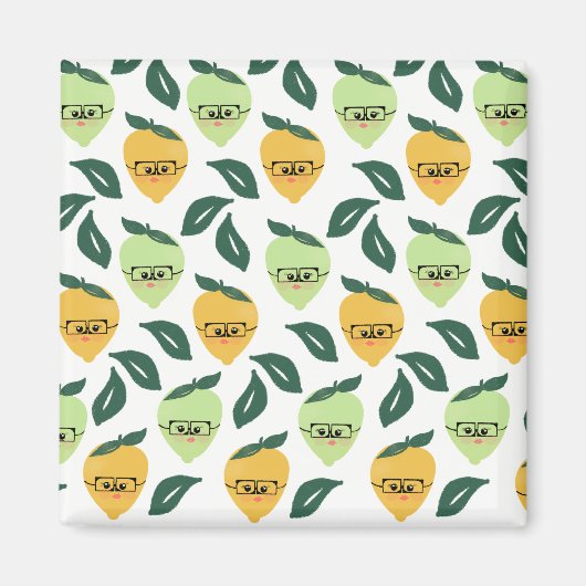 Cute Lemon Cartoon with Glasses Pattern Magnet (Vorne)