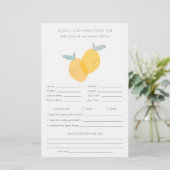 Cute Lemon Citrus Baby Shower Advice Prediction (Stehend Vorderseite)