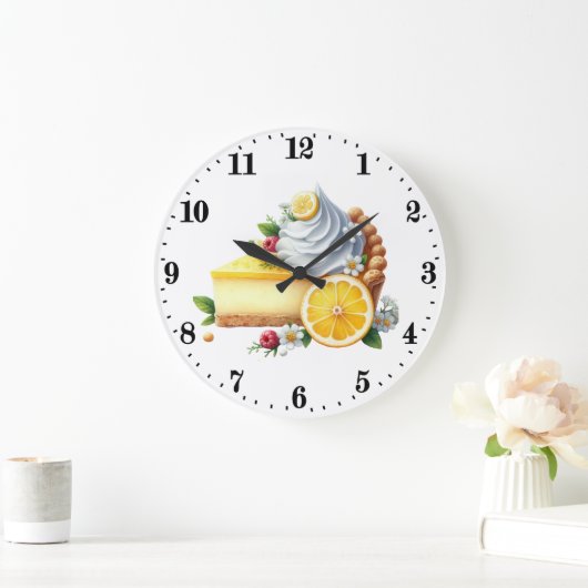 Cute lemon pie lovers kitchen  große wanduhr (Zuhause)