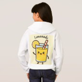 Cute Lemonade Drink Cartoon White Hoodie (Schwarz voll)