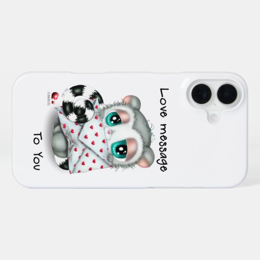 Cute Lemur Valentine - Romantic Love Letter iPhone Hülle (Rückseite (Horizontal))