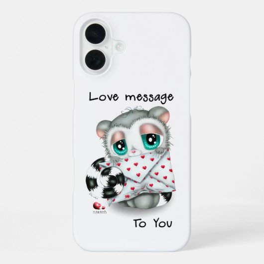 Cute Lemur Valentine - Romantic Love Letter iPhone Hülle (Rückseite)