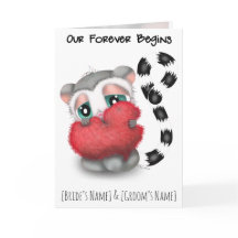 Cute Lemur Wedding Invitation - Sweet Love Heart