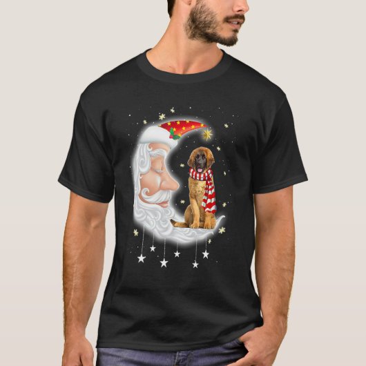 Cute Leonberger With Santa Hat Christmas Dog T-Shirt (Vorderseite)