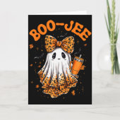 Cute Leopard Boo Jee Ghost Coffee Halloween Costum Karte (Vorderseite)