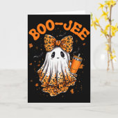 Cute Leopard Boo Jee Ghost Coffee Halloween Costum Karte (Gelbe Blume)