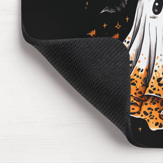Cute Leopard Boo Jee Ghost Coffee Halloween Costum Mousepad (Ecke)