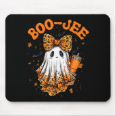 Cute Leopard Boo Jee Ghost Coffee Halloween Costum Mousepad (Vorne)