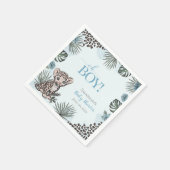 Cute Leopard Cub Blue Baby Shower Serviette (Ecke)