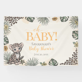 Cute Leopard Cub Yellow Baby Shower Banner
