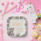 Cute Leopard Cub Yellow Baby Shower Pappteller (Party)