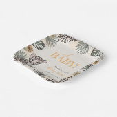 Cute Leopard Cub Yellow Baby Shower Pappteller (Gewinkelt)