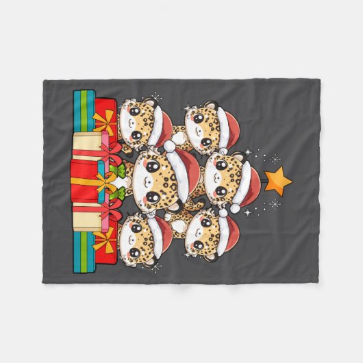 Cute Leopard Gecko Le Lizard Christmas Tree Xmas H Fleecedecke (Vorderseite (Horizontal))