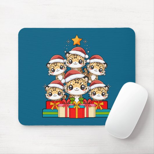 Cute Leopard Gecko Le Lizard Christmas Tree Xmas H Mousepad (Mit Mouse)
