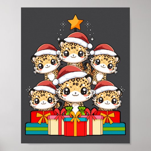 Cute Leopard Gecko Le Lizard Christmas Tree Xmas H Poster (Vorne)