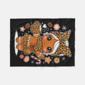 Cute Leopard Gingerbread Girl Coquette Bow Holiday Fleecedecke (Vorderseite (Horizontal))