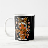 Cute Leopard Gingerbread Girl Coquette Bow Holiday Kaffeetasse (Links)