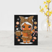 Cute Leopard Gingerbread Girl Coquette Bow Holiday Karte (Gelbe Blume)