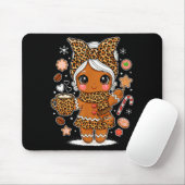 Cute Leopard Gingerbread Girl Coquette Bow Holiday Mousepad (Mit Mouse)