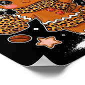 Cute Leopard Gingerbread Girl Coquette Bow Holiday Poster (Ecke)