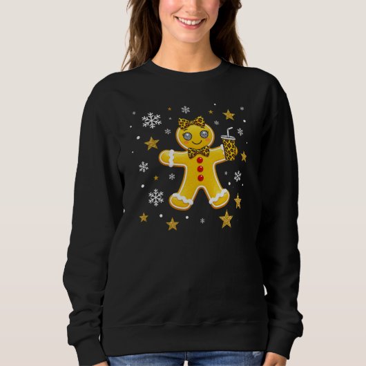 Cute Leopard Print Gingerbread Girl Christmas Tee (Vorderseite)