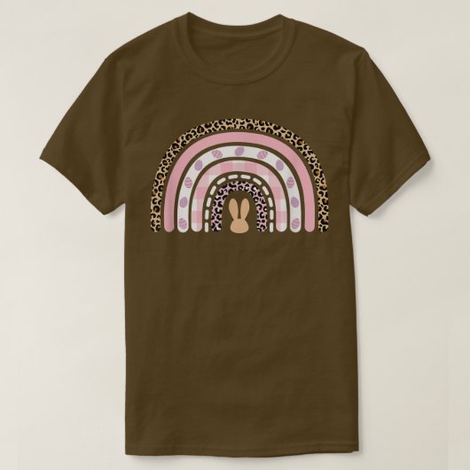 Cute Leopard Rainbow Easter Bunny Easter Eggs Happ T-Shirt (Design vorne)