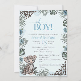 Cute Leopard Safari Boy Baby Shower Einladung
